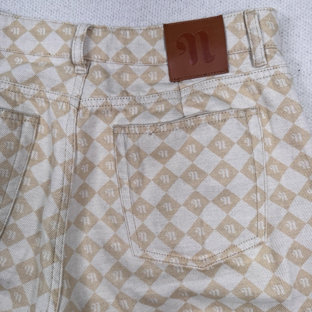 Nanushka Pants‎ Womens 32 Geometric Logo Print Linen Blend Straight With Turn Up - Picture 7 of 14
